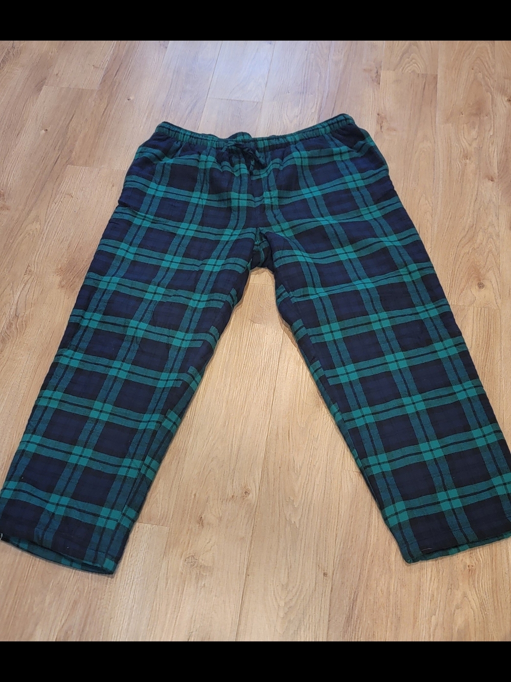 Lands' End Green Plaid Flannel Pants With Sherpa Fleece Lining XXL TALL
